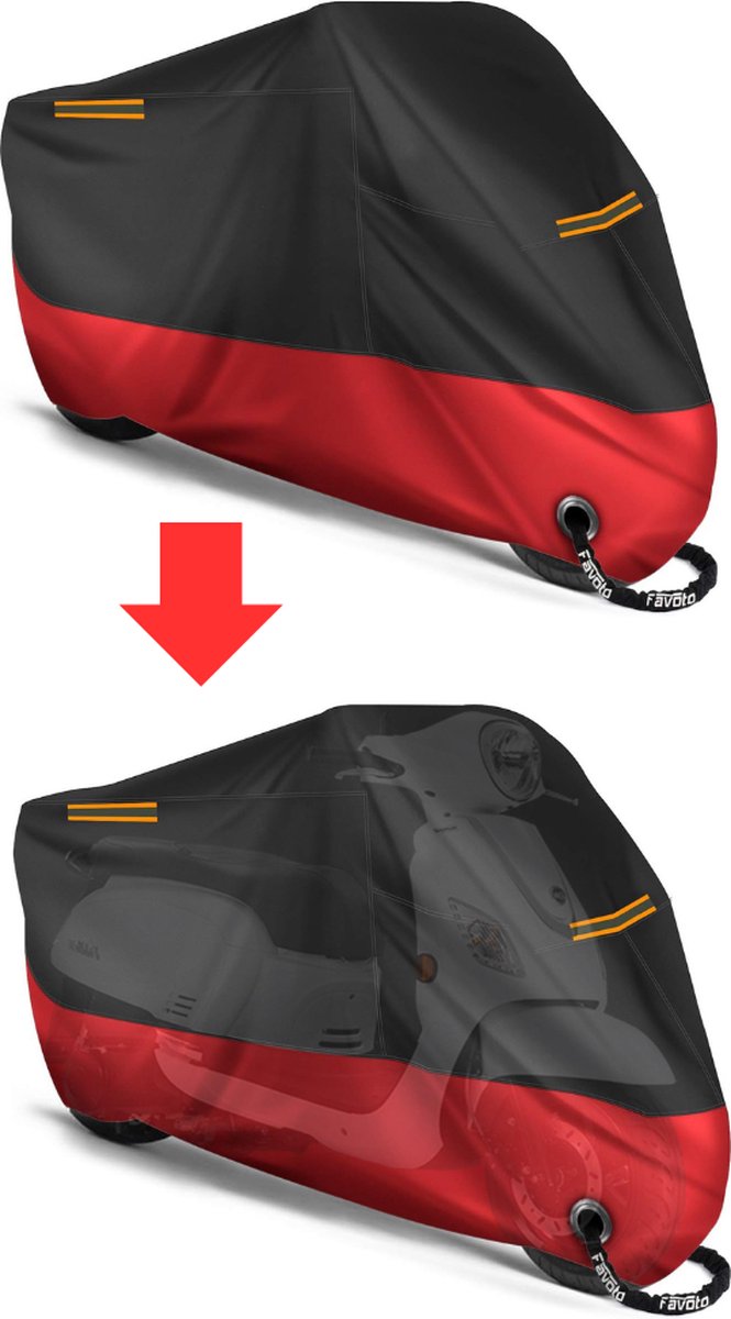VELTRR® Motorhoes Waterdicht Buiten - Scooterhoes - Universeel - Zwart met Rood