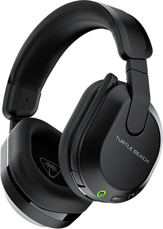 Zwarte Turtle Beach gaming headset met microfoon, verstelbare hoofdband en zachte oorkussens.