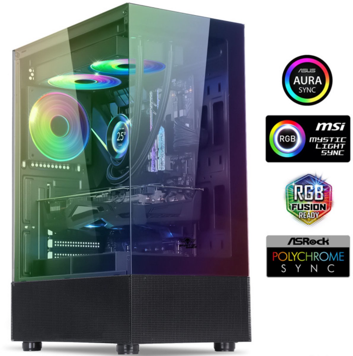 Spirit of Gamer SPECTRA ATX/mATX Gaming Behuizing - RGB Verlichte Tower Case met Uitstekende Koeling en Ruimte voor Krachtige Hardware