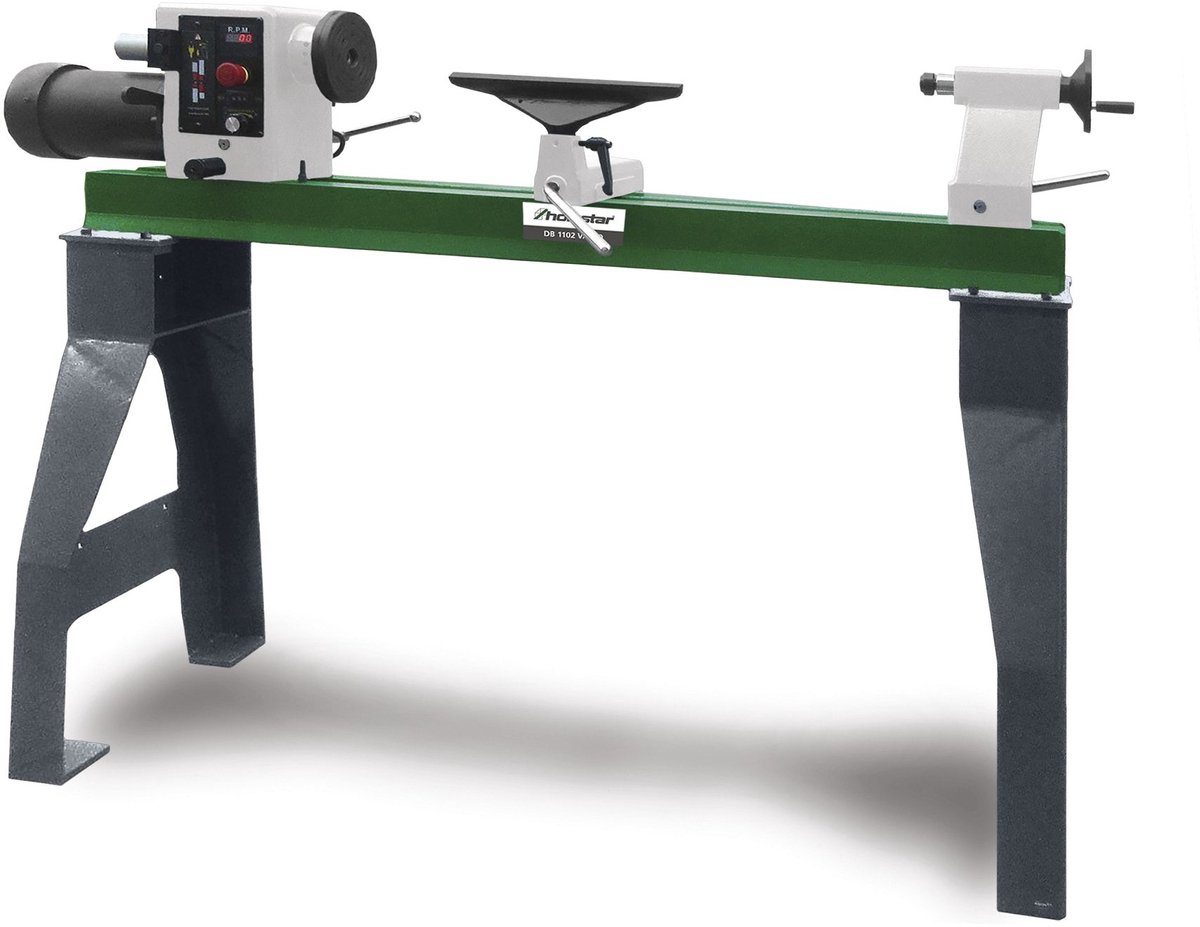 Houtdraaibank max. draaidiameter 408 mm centerlengte 1067 mm 1,5 kW 230V elektronische variabele snelheden Holzstar DB1102VARIO