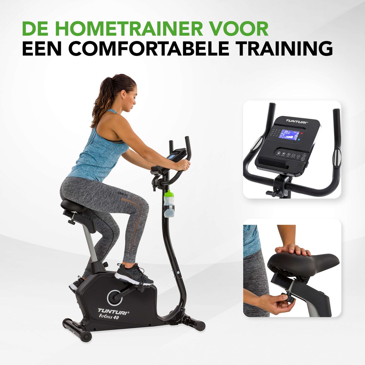 Afbeelding 2 van Tunturi Hometrainer FitCycle 40i - Hometrainer fiets - Thuis fitnessfiets - Bluetooth - 16 Weerstandsniveaus - 23 Programma's - Hartslagsensoren - Incl. fitness app