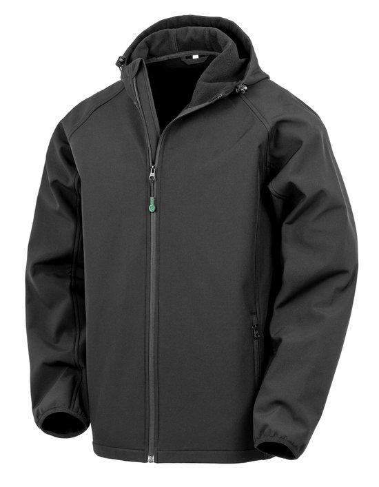 Result Men´s Recycled 3-Layer Printable Hooded Softshell Jacket RT911 - Black - S