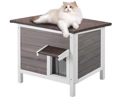 VEVOR Kattenhuis Cat Cave Kattenhut Hout Buiten Winterbestendig 610x508x535mm