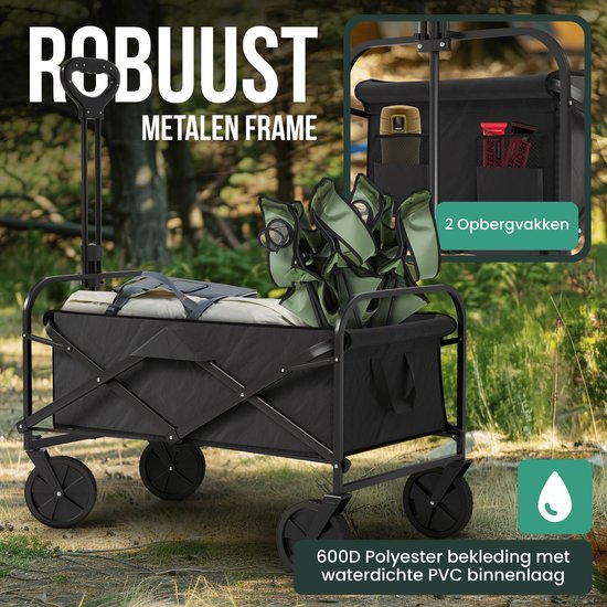 Avalo Bolderkar XL - Opvouwbaar - Tot 110KG - 91x51x59 CM - 120L - 360º Wielen - Zwart van Avalo — afbeelding 3