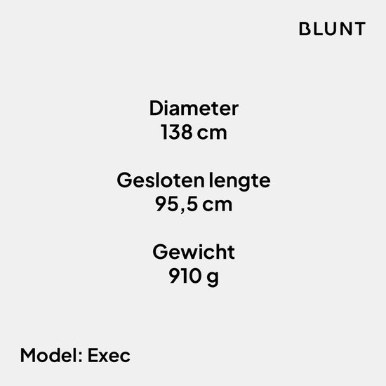 BLUNT Executive - Paraplu en Stormparaplu - Winddicht tot 115 km/u - Automatisch Open - Lichtgewicht en Duurzaam - Ø 138 cm - Blauw