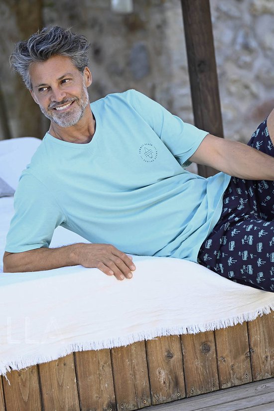 Short homme bleu clair palmiers - Blauw - Taille - 54