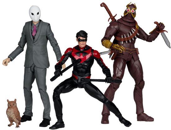 DC Multiverse Action Figure 3-Pack Nightwing vs. Talon & Owl (Batman: The Court of Owls) (Gold Label) 18 cm
