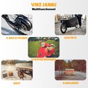 Collage van 5 afbeeldingen: e-bike & fatbike, bakfiets, scooter/brommer, boot en aanhanger, onder de titel VINZ JANNU.