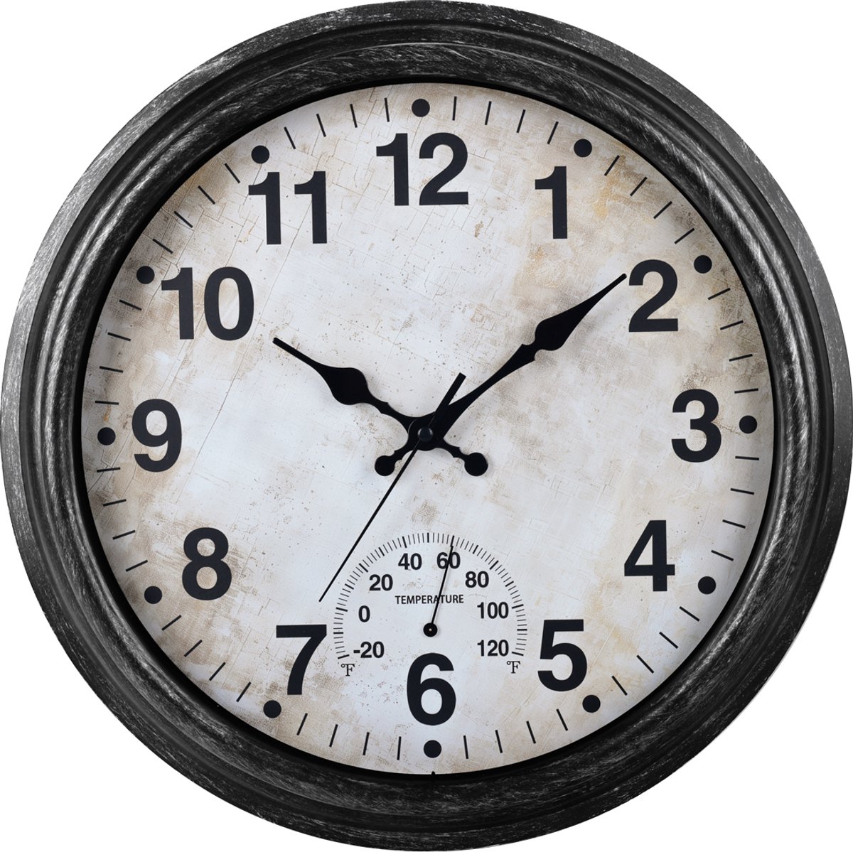 IvoQ Retro Wandklok – 40 cm – Waterdicht – Stille Quartz Klok – Met Thermometer