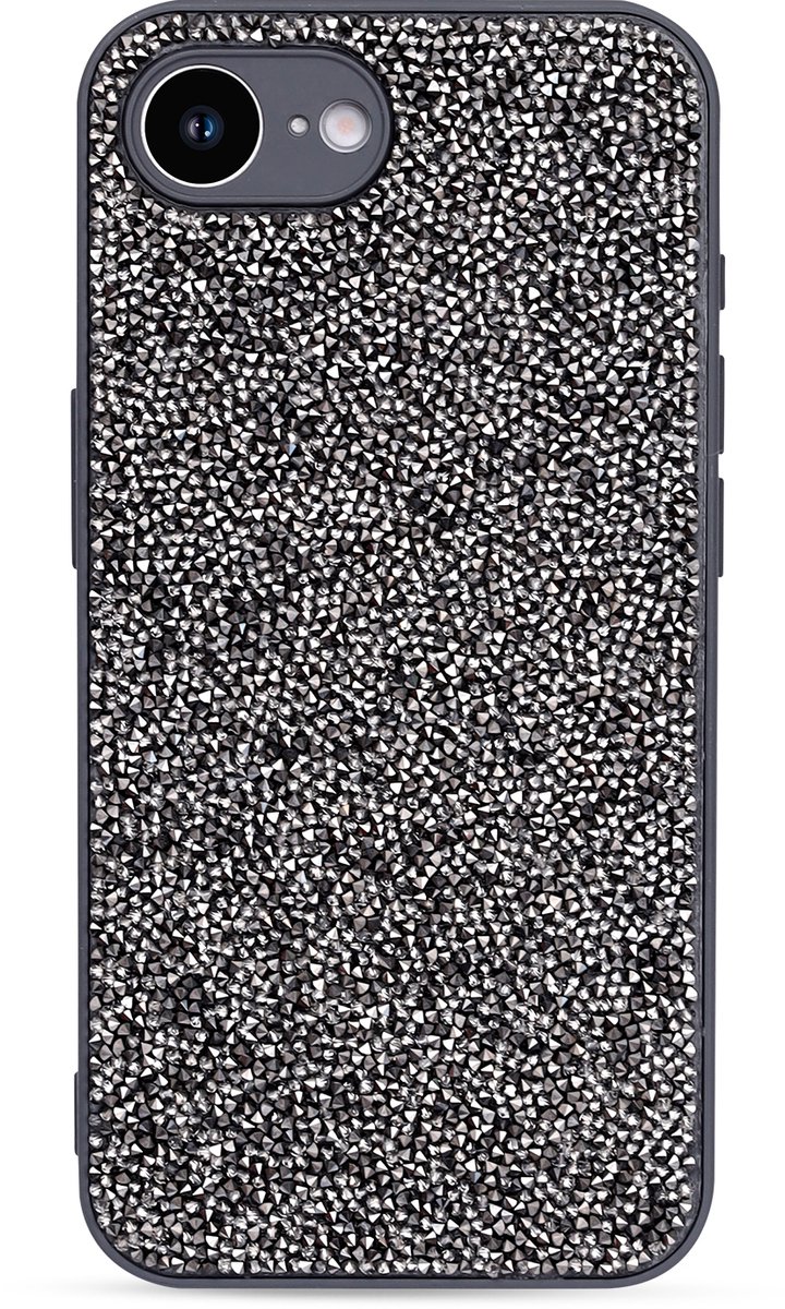 Casemania Hoesje Geschikt voor Apple iPhone 16e - Grijs - Diamant Glitter Back Cover