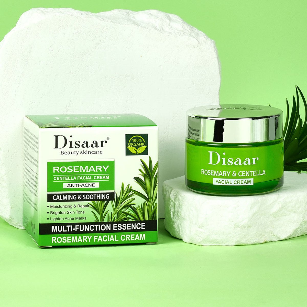 ROZEMARIJN Gezichtscrème - Hydraterende Crème met Rozemarijn & Centella - Tegen acne - Ontstekingsremmend - Talgregulerend - Kalmerend - Herstellend - Gezichtsverzorging - Rosemary Centella Facial Cream - Dagcreme- Nachtcrème - Rosemary