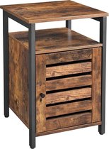 O'DADDY® Nachtkastjes industrieel - Bijzettafel - Nachtkastje met deur en planken - 40 x 40 x 60 cm - Kast Modern bruin