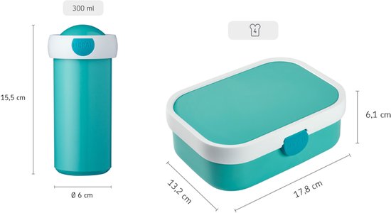 Set déjeuner Mepal (gobelet et boîte à lunch) Campus - 300 + 750 ml - Boîte à lunch et gobelet pour enfants - Boîte à bento - Gobelet scolaire - Unicorn Glow
