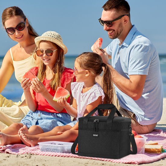 TAN.TOMI Koeltas - 4 laags geïsoleerde - Lunchtas - Picknicktas - Slijtvast en duurzaam materiaal - Waterdicht en vuilafstotend - Zwart - 15L van Merkloos — afbeelding 2