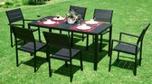 Viking Choice Tuintafel 156 x 78 cm – Zwarte Kunststof Tafel met Houtlook – Modern Design