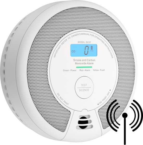 X-Sense SC07-W Draadloos koppelbare combimelder - Rook en koolmonoxide - 10 Jaar batterij en 360° sensor - Rookmelder en koolmonoxidemelder - Rook én CO melder koppelbaar