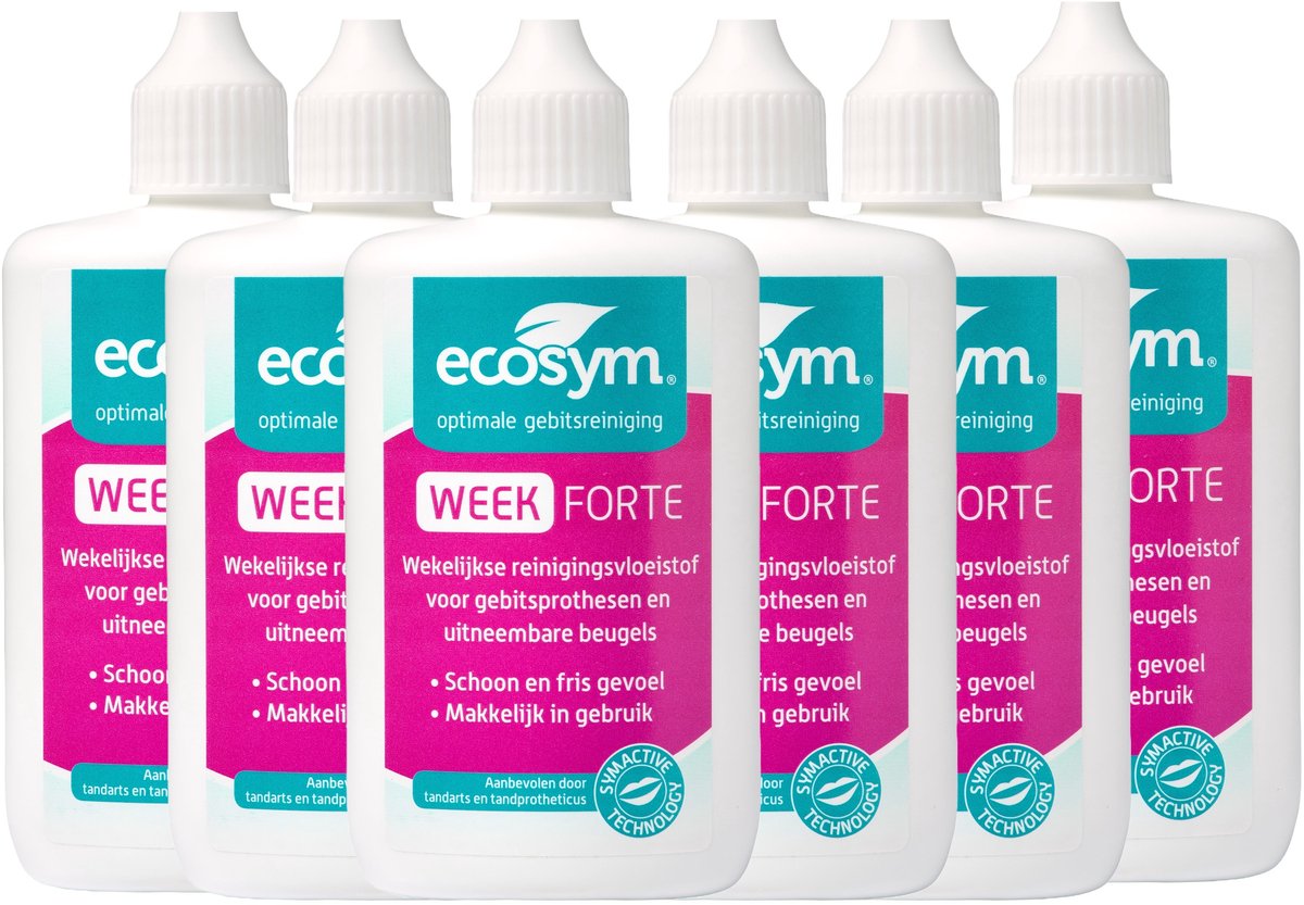 Ecosym Week Gel Forte - Kunstgebitreiniging - 6 x 100 ml