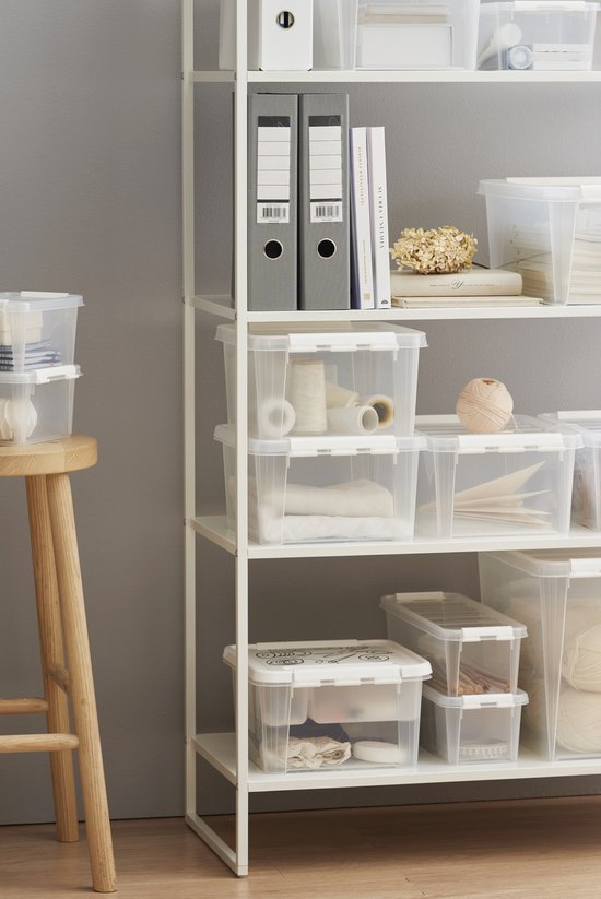 SmartStore 4 L Small Plastic Storage Boxes with Lid - Set of 8 - Transparent - Stackable and Nestable - 10 Year Warranty - Food Safe and BPA Free - Clip Locked