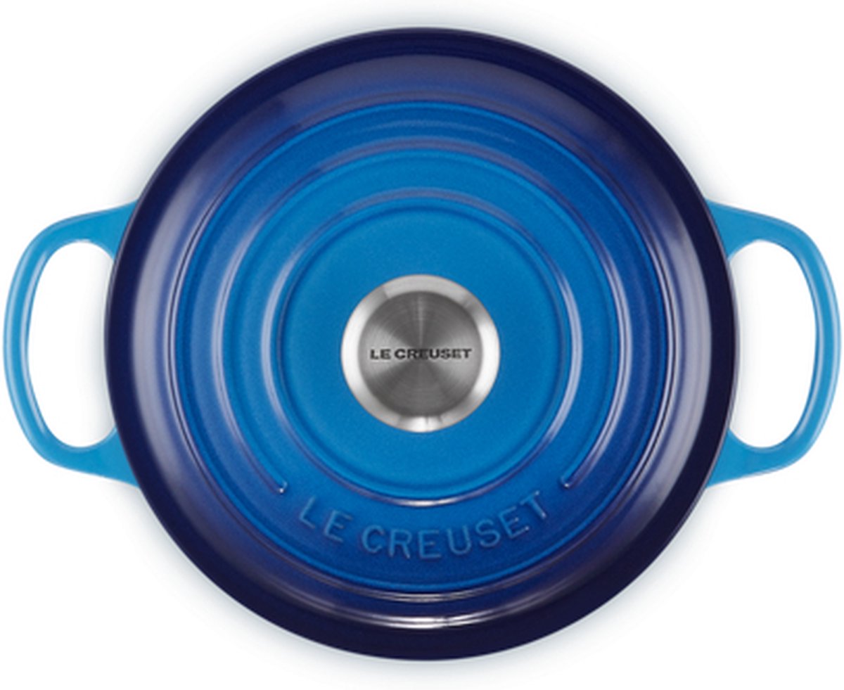 Bol.com Le Creuset Braadpan Signature Azure – Ø 20 cm / 2,4 Liter – Ronde Gietijzeren Braadpan in Heldere Azuren Tint – Voor Dag... aanbieding
