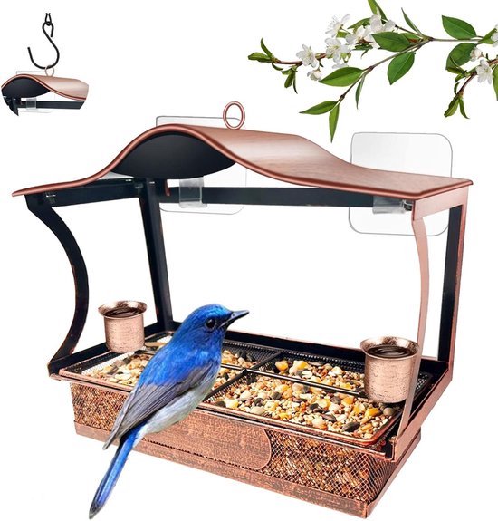 Vogelvoederbak Met Sterke Zuignappen Voor Het Raam Voor Wilde Vogels Vink Kardinaal Sialia S Vogelhuisje Met Drinkwaterbakje En Hanger Voor Vetbol
