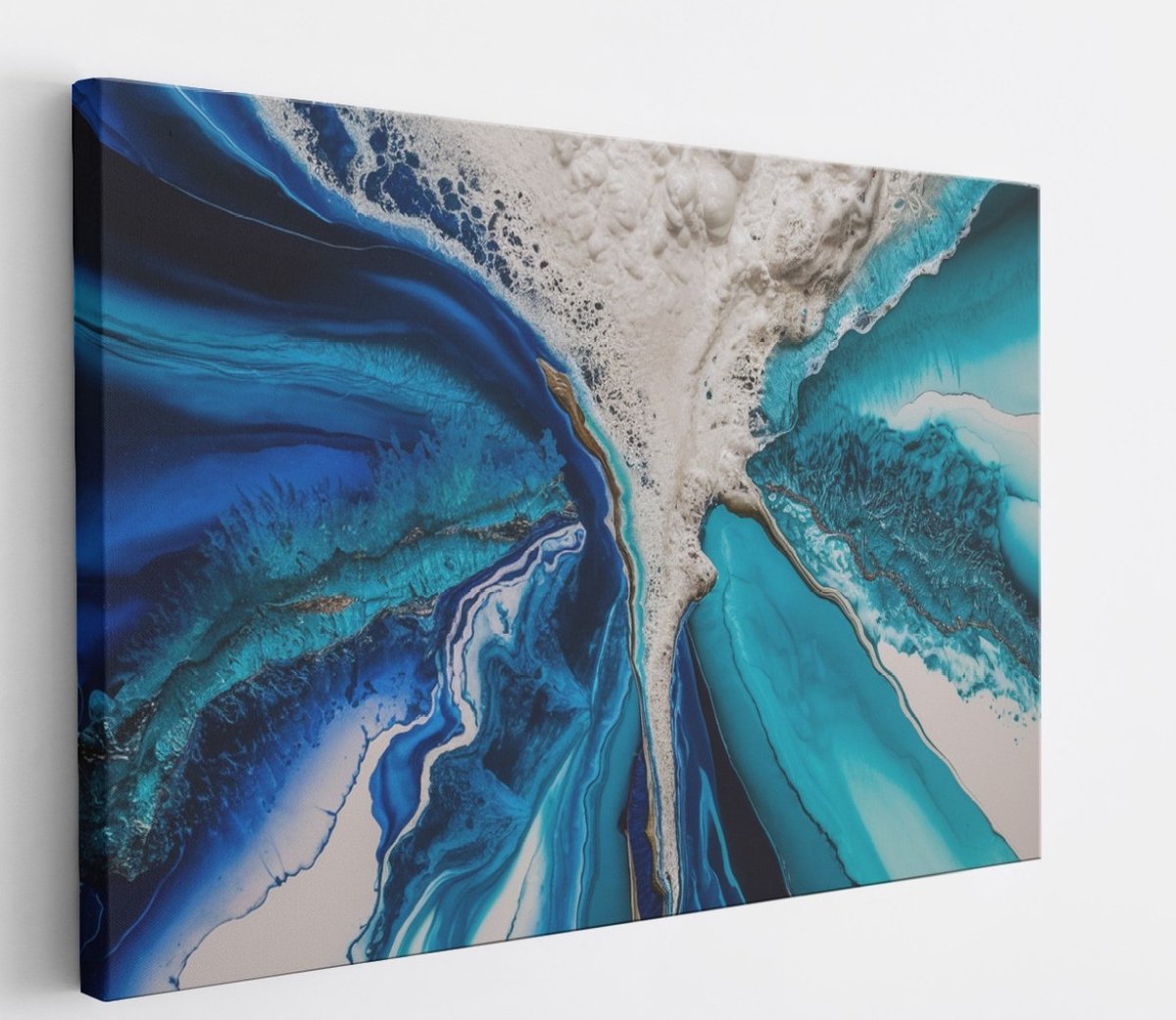 Saammp Canvas Schilderij - Turqoise - Blauw - Abstract - 60x40 - Foto op canvas - Wanddecoratie - Muurdecoratie Woonkamer - Slaapkamer decoratie - Canvas Print Multicolor