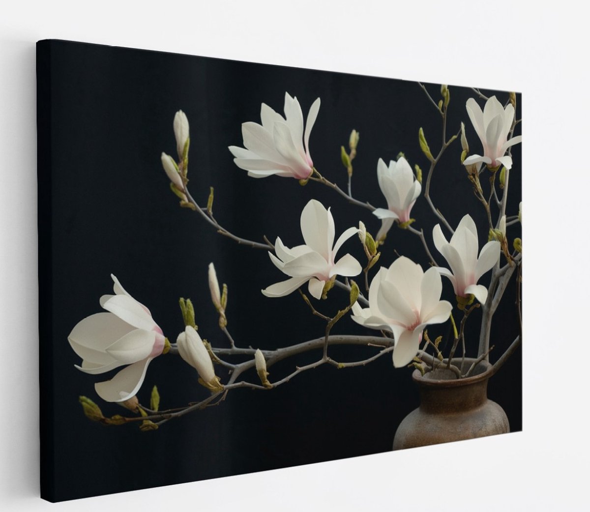 Saammp Canvas Schilderij - Witte bloemen - Bloei - Natuur - 120x80 - Foto op canvas - Wanddecoratie - Muurdecoratie Woonkamer - Kantoor Decoratie Multicolor