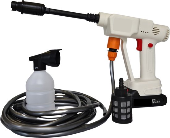 Draadloze Lithium-ion Hogedrukreiniger 21V – Accu Hogedrukspuit voor Auto, Tuin & Terras reinigen