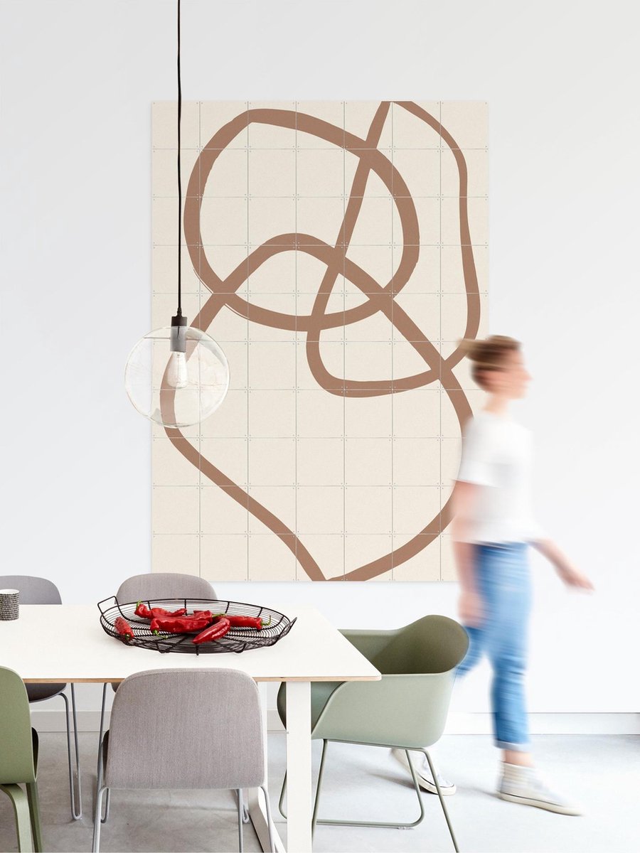 IXXI Abstract Lines Mocha 5, Various - 80 x 100 cm - Gratis ophangtool - Grote wanddecoratie en posters - Grafisch Ontwerp, Abstract, Abstract