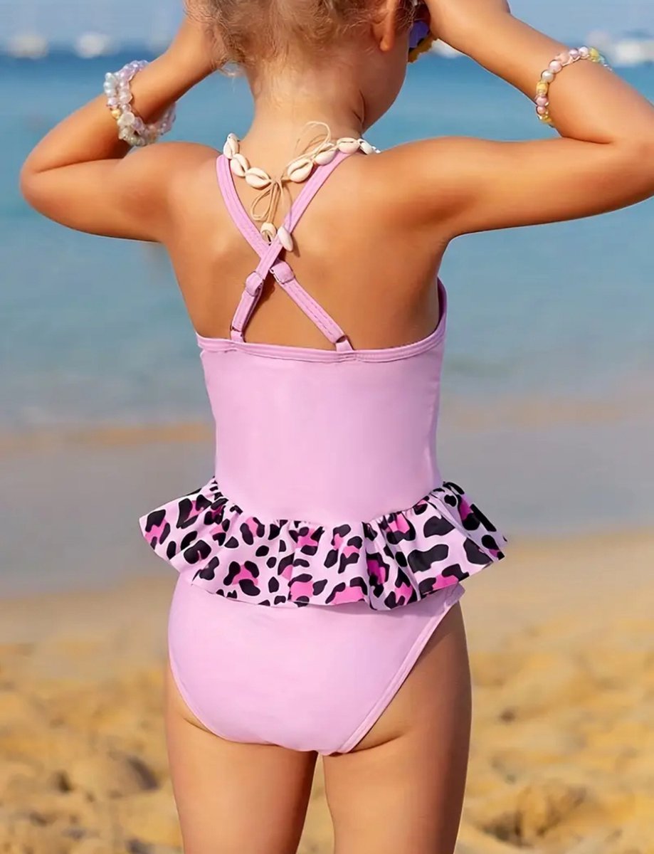 Zwemkleding meisjes badpak zwempak met print roze — afbeelding 2