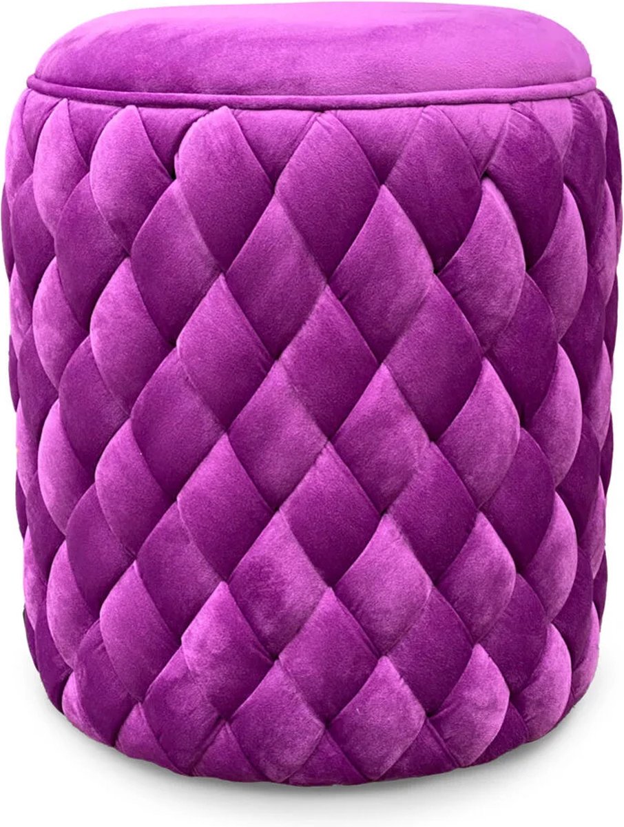 Colmore by Diga Live in Luxury Poof geweven Purple fluweel 40x40x48 - Luxury Stool