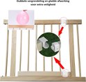 Houten babyhek met dubbele vergrendeling en gladde afwerking, met insert close-up.