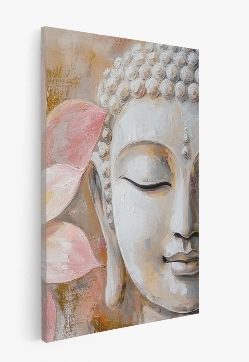 Saammp Canvas Schilderij - Boeddha - Roze Lotus Bloem - 100x150 - Foto op canvas - Wanddecoratie - Muurdecoratie Woonkamer - Canvas schilderijen Multicolor