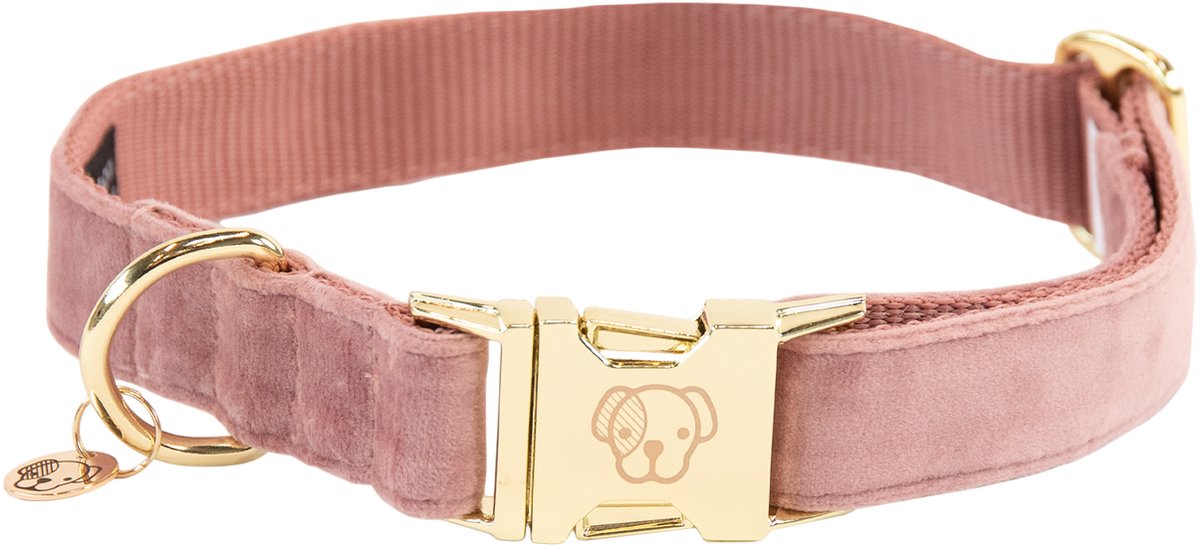 Kentucky Dogwear - Hondenhalsband - Velvet - Oud Roze XL 45-75cm - Hondenriem