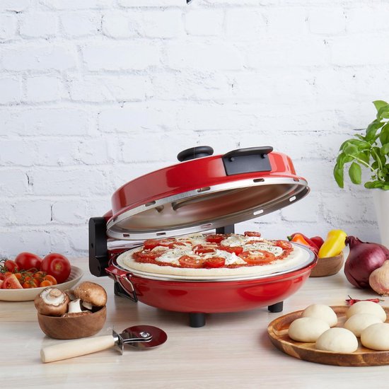 YIBAKE Pizza eléctrica, horno de pizza de encimera de 12 pulgadas co