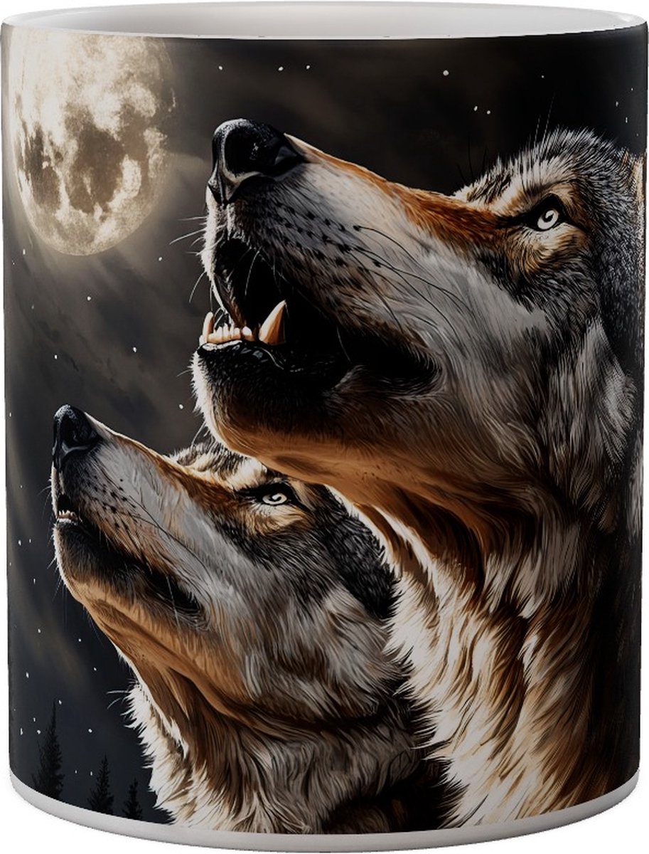 Wolven Howling At The Moon - Mok 440ml 440