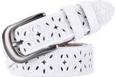 Riem Sorprese Femme - Fleur - Wit - Cuir - 80-110 cm - Ceinture - Peut être raccourcie - Ajustable