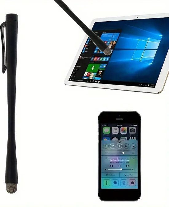Touchscreen Pen - Stylus Pen voor Smartphone / Tablet PC Schrijven - Tekenen - kleur zwart - met silver fiber cloth head van Jinfa® — afbeelding 4