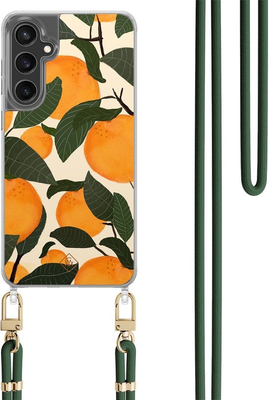 Étui Casimoda® avec cordon - Adapté pour Samsung S24 FE - Orange Garden - Cordon détachable - TPU/polycarbonate - Multi