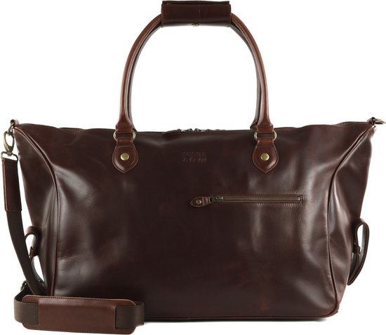 BUCKLE & SEAM Cuir Sac de voyage Linwood Blu Weekender Brown Marron foncé