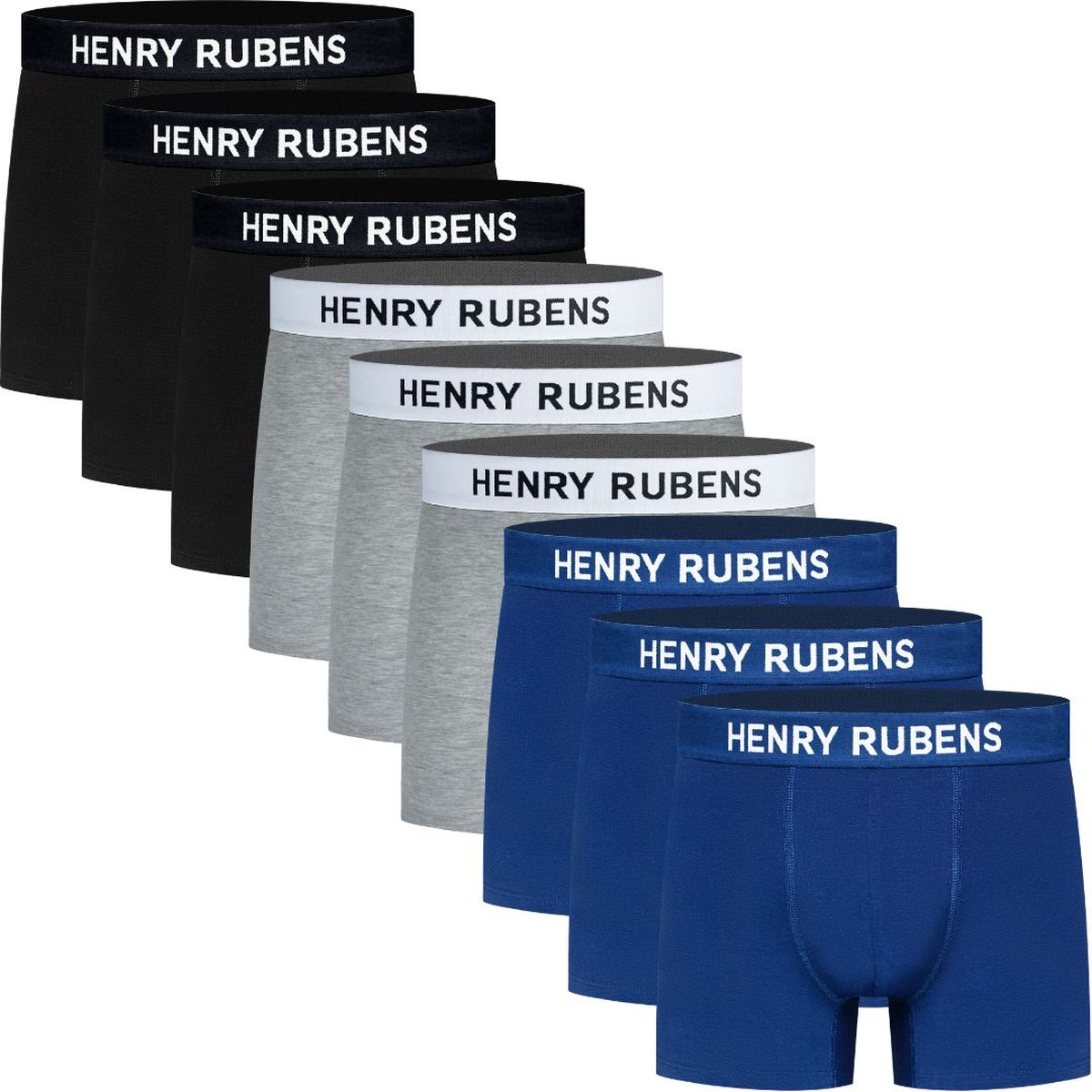 Boxershorts Heren - 6-Pack Katoen - Zwart, Blauw & Grijs - Ondergoed - Hoog Draagcomfort - Maat XL