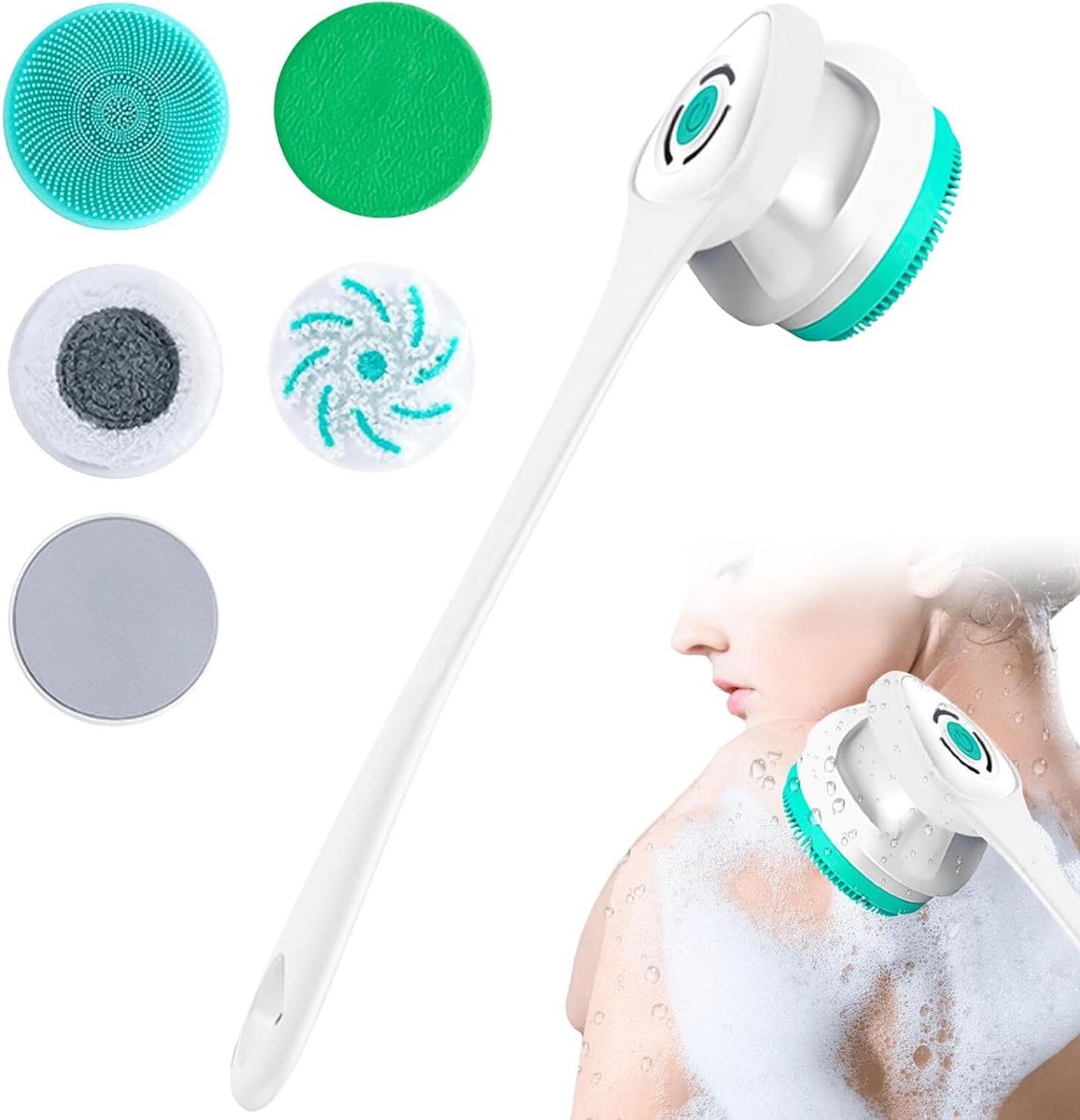 Elektrische lichaamsborstel met 5 opzetstukken - IP67 waterdicht - 3 snelheden - spa douche - peeling - massageborstel .