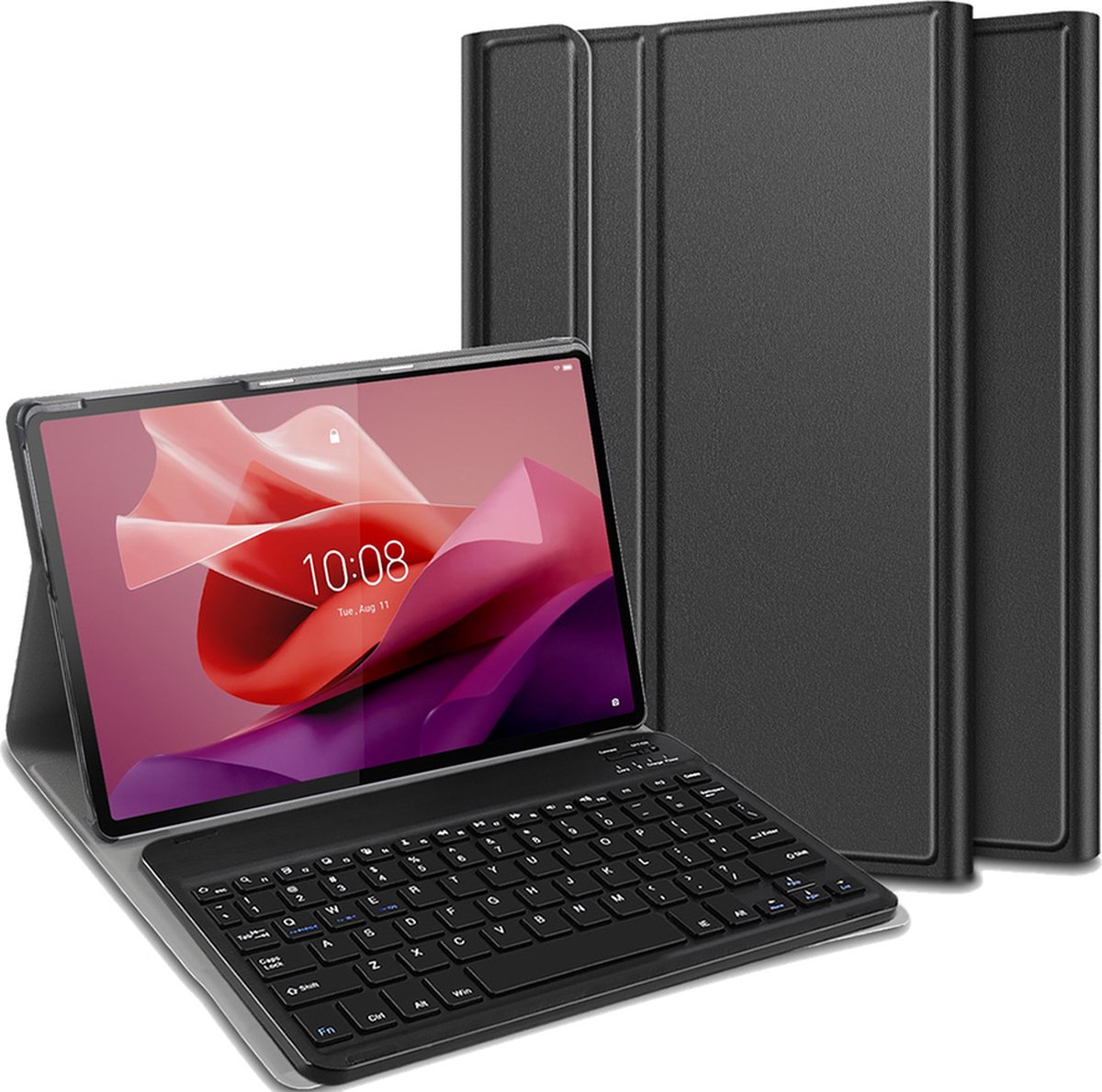 Just in Case tablet Hoes met Toetsenbord geschikt voor Lenovo Tab P12 - QWERTY Bluetooth Keyboard Case - Zwart