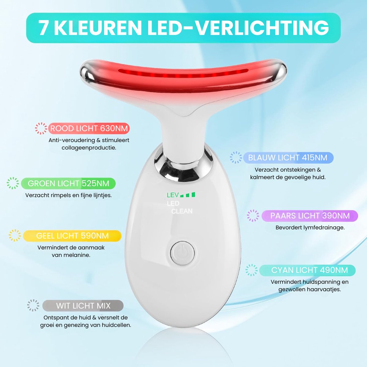 Afbeelding 2 van Huidverjongingsapparaat - Led gezichtsmasker - Facelift apparaat - Anti rimpel - Gezichtsmassage - Nekmassage
