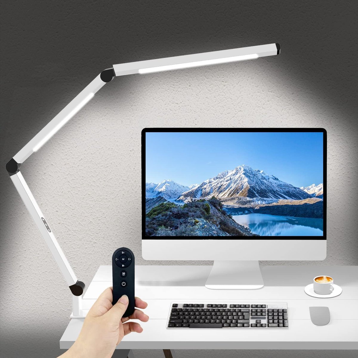 Lampen District® - LED Bureaulamp - Afstandsbediening - Dual Light Source - 5 Helderheidsniveaus - Bureauverlichting - Hobby werklamp