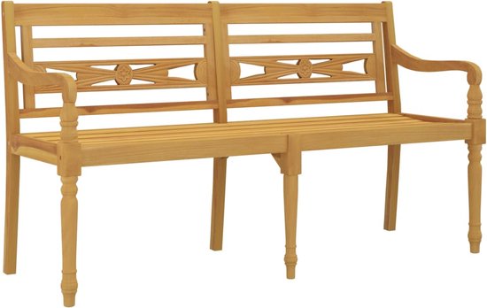 vidaXL Banc Batavia 150 cm Banc de jardin en teck massif - Bois de teck - Banc d'extérieur - Banc de terrasse - Rustyle - Vintage - Mobilier de Garden