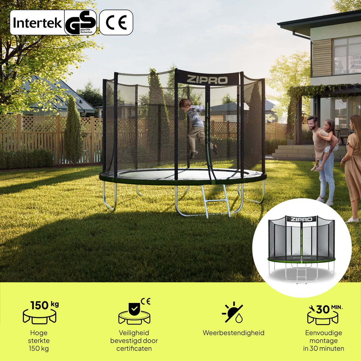 ZIPRO Jump Pro OUT - Trampoline - Ø312cm 10FT - Trampoline met veiligheidsnet - Voor kinderen - Inclusief Ladder - max. 150 kg - UV-bestendig — afbeelding 2
