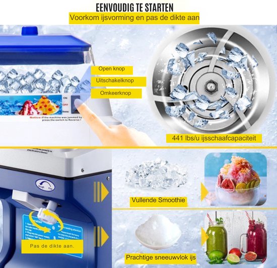 Duurzame Professionele Ijs Schaafmachine in Blauw - 120kg/u - 250W - Robuust en Efficiënt van ProfiCook — afbeelding 3