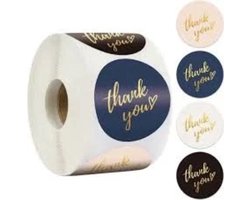 Knaak Thank You Stickers - Stickerrol - Mix van 4 Designs - Sluitstickers - 500 Stuks - 25 mm