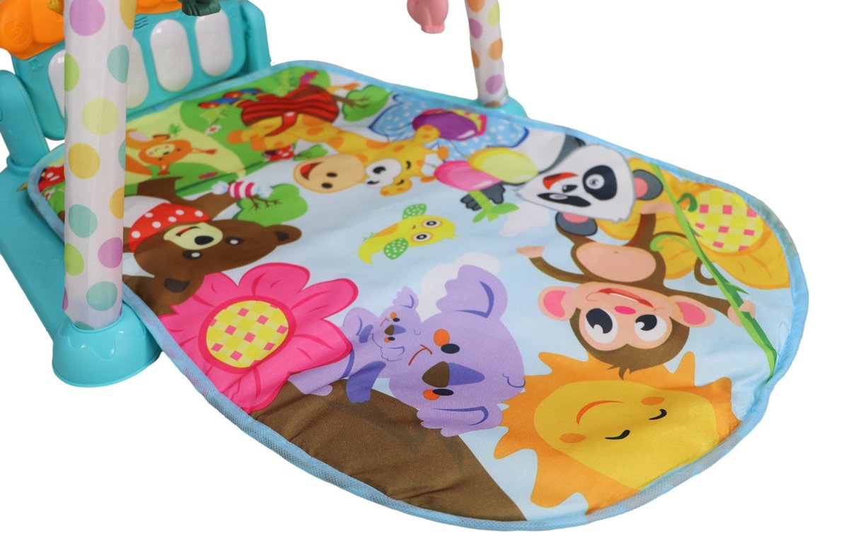 Moni Toys - Piano Activiteiten Speelkleed - Multicolor - Met Speelboog, Spiegeltje & Muziek - Educatief Baby Gym - Vanaf 0 Maanden — afbeelding 11