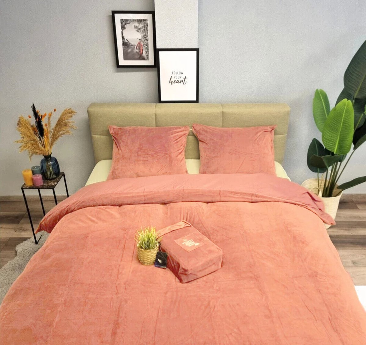 Beau Maison Velvet Velours - Dekbedovertrek - Nude Pink - 1-Persoons 140x200/220 - Inclusief 1 kussensloop